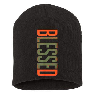 Blessed Olive Army Solar Orange Color Match Short Acrylic Beanie