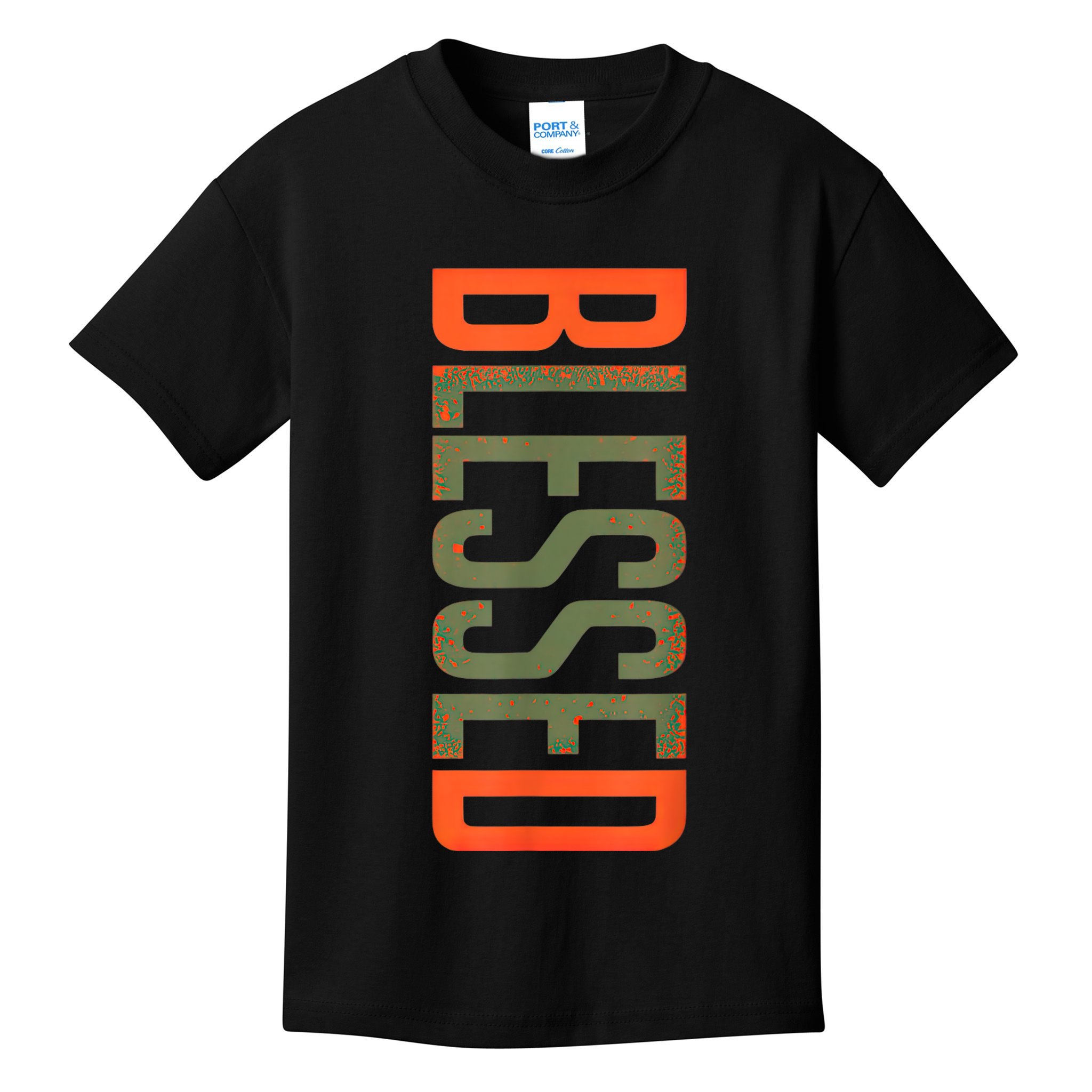 Blessed Olive Army Solar Orange Color Match Kids T-Shirt