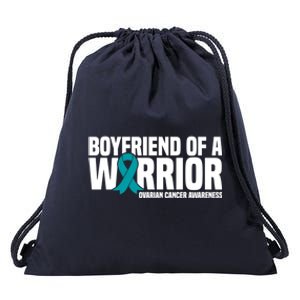 Boyfriend Of A Warrior Teal Ribbon Ovarian Cancer Awareness Cute Gift Drawstring Bag