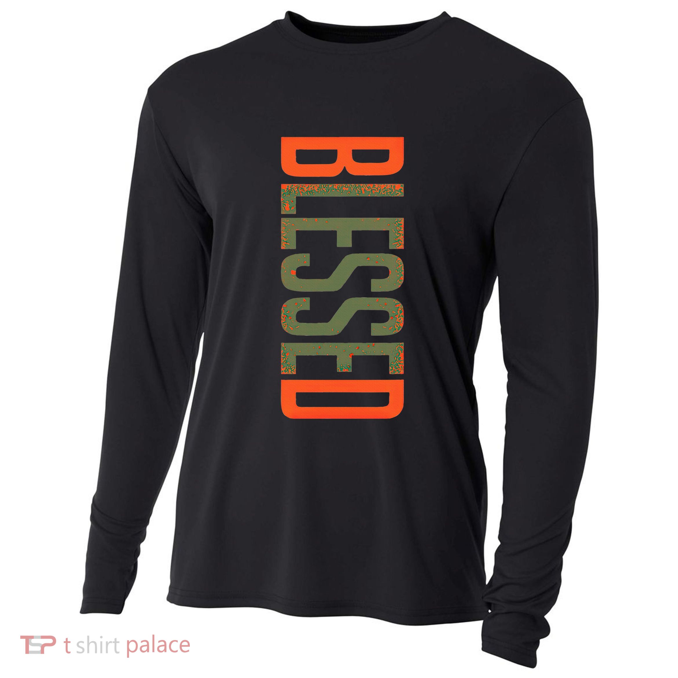 Blessed Olive Army Solar Orange Color Match Cooling Performance Long Sleeve Crew