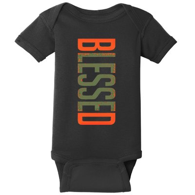 Blessed Olive Army Solar Orange Color Match Baby Bodysuit