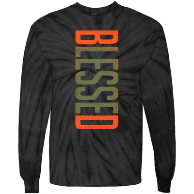 Blessed Olive Army Solar Orange Color Match Tie-Dye Long Sleeve Shirt