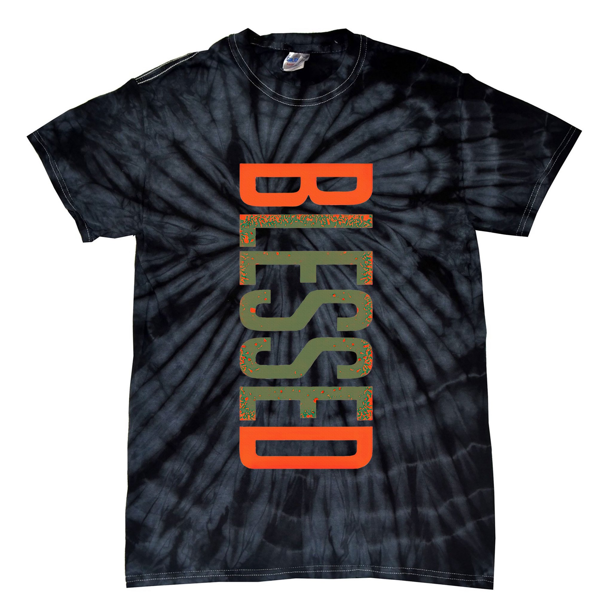 Blessed Olive Army Solar Orange Color Match Tie-Dye T-Shirt