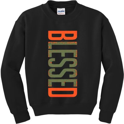 Blessed Olive Army Solar Orange Color Match Kids Sweatshirt