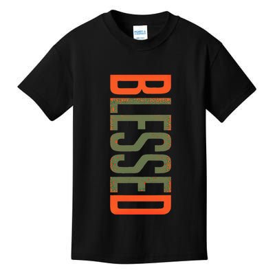 Blessed Olive Army Solar Orange Color Match Kids T-Shirt