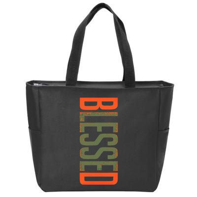 Blessed Olive Army Solar Orange Color Match Zip Tote Bag