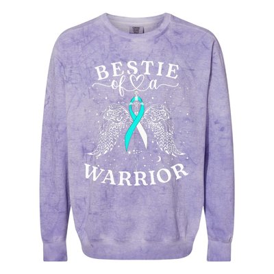 Bestie Of A Warrior Cervical Cancer Awareness Support Squad Colorblast Crewneck Sweatshirt