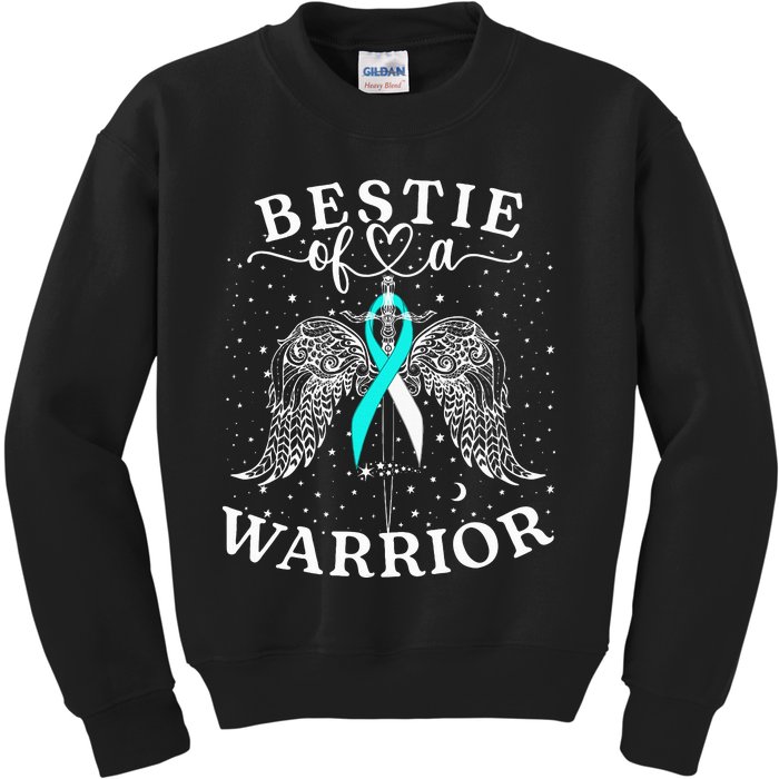 Bestie Of A Warrior Cervical Cancer Awareness Support Squad Kids Sweatshirt