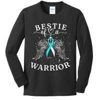 Bestie Of A Warrior Cervical Cancer Awareness Support Squad Kids Long Sleeve Shirt