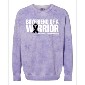 Boyfriend Of A Warrior Melanoma Cancer Awareness Funny Gift Colorblast Crewneck Sweatshirt