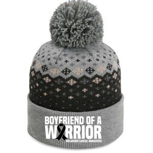 Boyfriend Of A Warrior Melanoma Cancer Awareness Funny Gift The Baniff Cuffed Pom Beanie