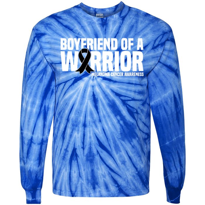 Boyfriend Of A Warrior Melanoma Cancer Awareness Funny Gift Tie-Dye Long Sleeve Shirt