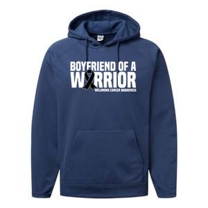 Boyfriend Of A Warrior Melanoma Cancer Awareness Funny Gift Performance Fleece Hoodie