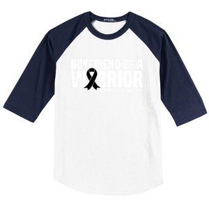 Boyfriend Of A Warrior Melanoma Cancer Awareness Funny Gift Baseball Sleeve Shirt