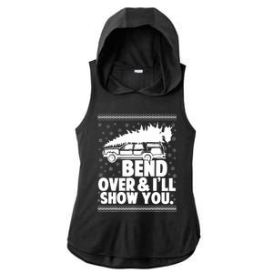 Bend Over And Ill Show You Funny Merry Christmas Tree Ladies PosiCharge Tri-Blend Wicking Draft Hoodie Tank