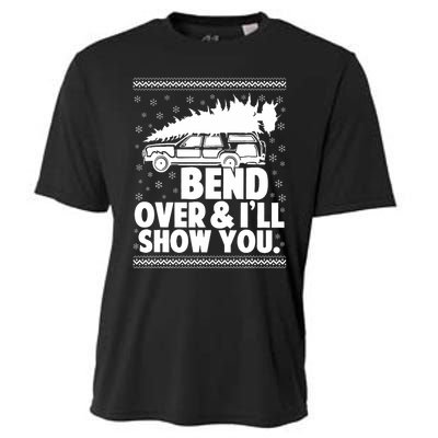 Bend Over And Ill Show You Funny Merry Christmas Tree Cooling Performance Crew T-Shirt