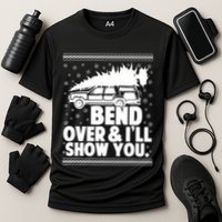 Bend Over And Ill Show You Funny Merry Christmas Tree Performance Shirt