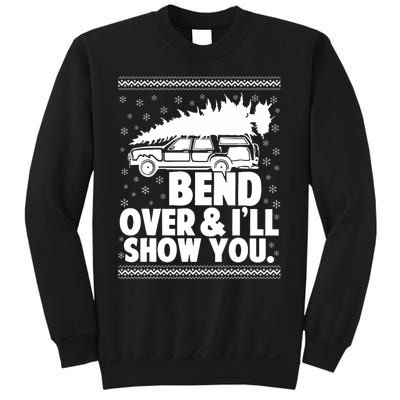 Bend Over And Ill Show You Funny Merry Christmas Tree Sweatshirt