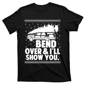 Bend Over And Ill Show You Funny Merry Christmas Tree T-Shirt