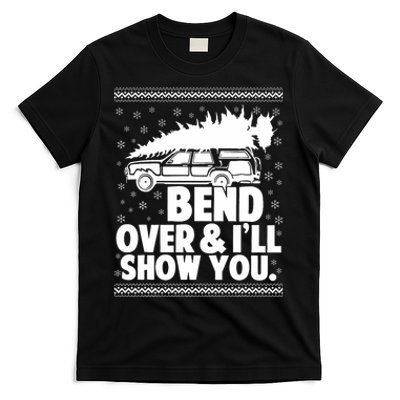 Bend Over And Ill Show You Funny Merry Christmas Tree T-Shirt