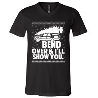 Bend Over And Ill Show You Funny Merry Christmas Tree V-Neck T-Shirt