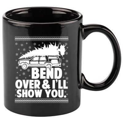 Bend Over And Ill Show You Funny Merry Christmas Tree 11oz C Handle Ceramic Mug
