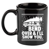 Bend Over And Ill Show You Funny Merry Christmas Tree 11oz C Handle Ceramic Mug
