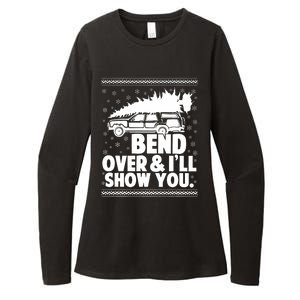 Bend Over And Ill Show You Funny Merry Christmas Tree Womens CVC Long Sleeve Shirt