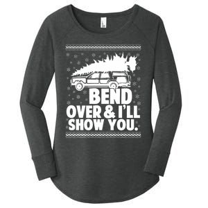 Bend Over And Ill Show You Funny Merry Christmas Tree Women's Perfect Tri Tunic Long Sleeve Shirt