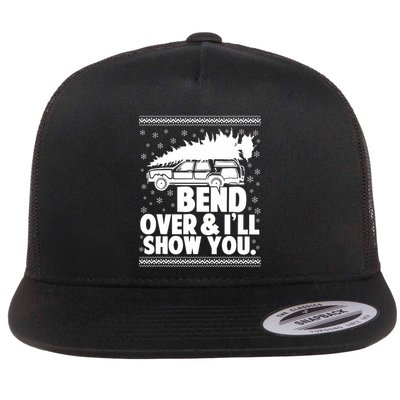 Bend Over And Ill Show You Funny Merry Christmas Tree Flatbill Hat