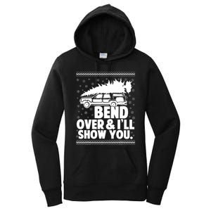 Bend Over And Ill Show You Funny Merry Christmas Tree Women's Pullover Hoodie