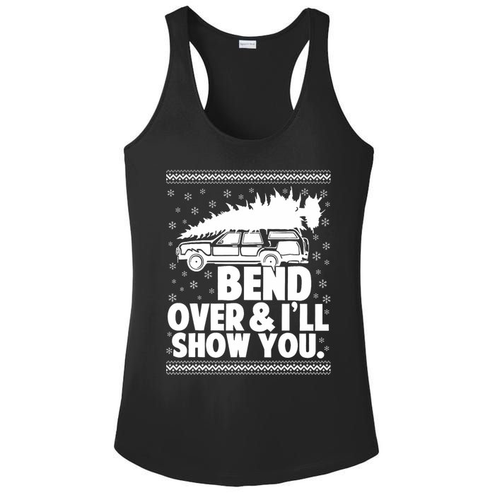 Bend Over And Ill Show You Funny Merry Christmas Tree Ladies PosiCharge Competitor Racerback Tank