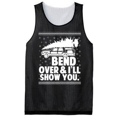 Bend Over And Ill Show You Funny Merry Christmas Tree Mesh Reversible Basketball Jersey Tank