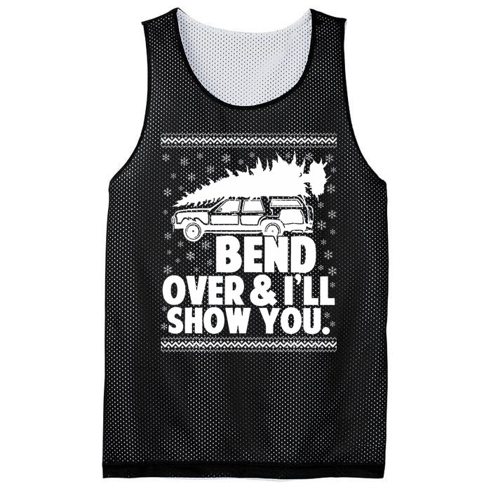 Bend Over And Ill Show You Funny Merry Christmas Tree Mesh Reversible Basketball Jersey Tank