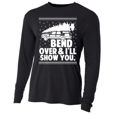 Bend Over And Ill Show You Funny Merry Christmas Tree Cooling Performance Long Sleeve Crew