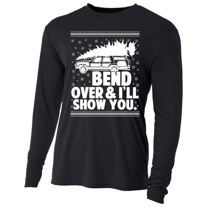 Bend Over And Ill Show You Funny Merry Christmas Tree Cooling Performance Long Sleeve Crew