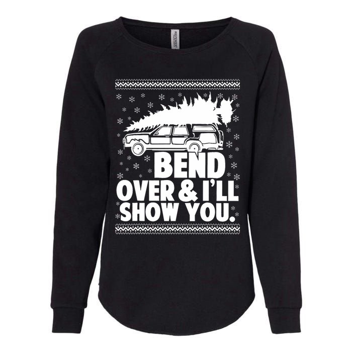 Bend Over And Ill Show You Funny Merry Christmas Tree Womens California Wash Sweatshirt