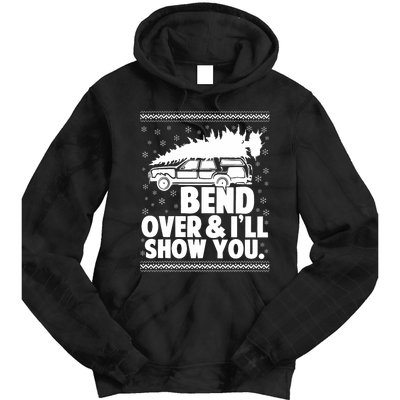 Bend Over And Ill Show You Funny Merry Christmas Tree Tie Dye Hoodie