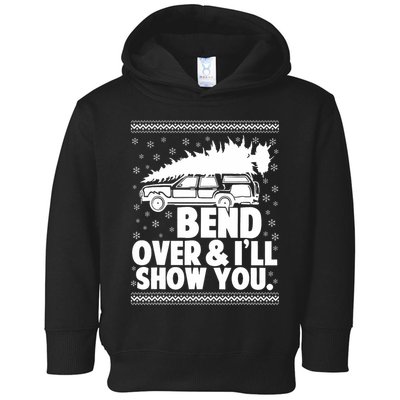 Bend Over And Ill Show You Funny Merry Christmas Tree Toddler Hoodie