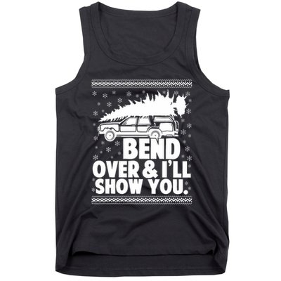 Bend Over And Ill Show You Funny Merry Christmas Tree Tank Top