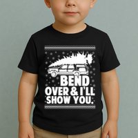 Bend Over And Ill Show You Funny Merry Christmas Tree Toddler T-Shirt
