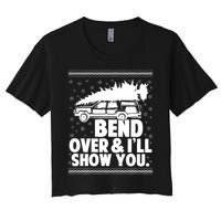 Bend Over And Ill Show You Funny Merry Christmas Tree Women's Crop Top Tee