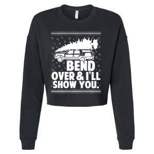 Bend Over And Ill Show You Funny Merry Christmas Tree Cropped Pullover Crew