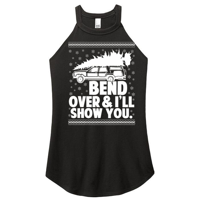 Bend Over And Ill Show You Funny Merry Christmas Tree Women's Perfect Tri Rocker Tank