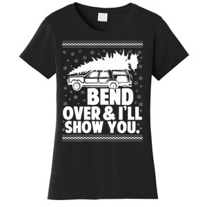 Bend Over And Ill Show You Funny Merry Christmas Tree Women's T-Shirt