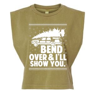 Bend Over And Ill Show You Funny Merry Christmas Tree Garment-Dyed Women's Muscle Tee