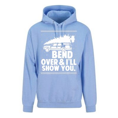 Bend Over And Ill Show You Funny Merry Christmas Tree Unisex Surf Hoodie