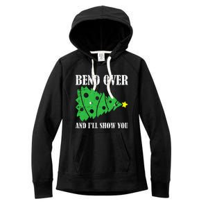 Bend Over And Ill Show You Christmas Pajama Funny Xmas Humor Women's Fleece Hoodie