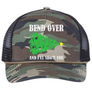 Bend Over And Ill Show You Christmas Pajama Funny Xmas Humor Retro Rope Trucker Hat Cap