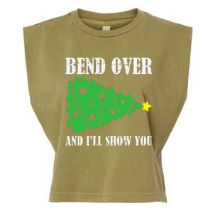 Bend Over And Ill Show You Christmas Pajama Funny Xmas Humor Garment-Dyed Women's Muscle Tee